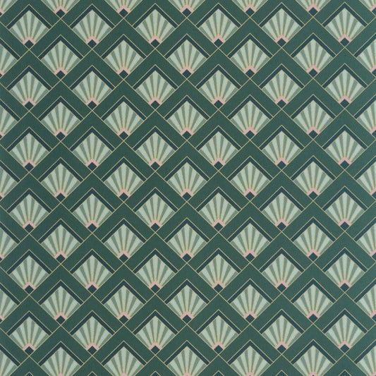 Effervescence Wallpaper - Vert emeraude violet dore