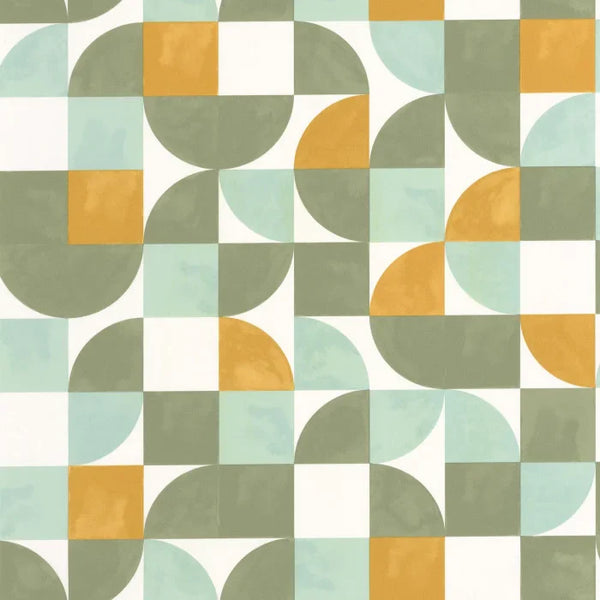 Sample - Happiness Wallpaper - Vert kaki orange