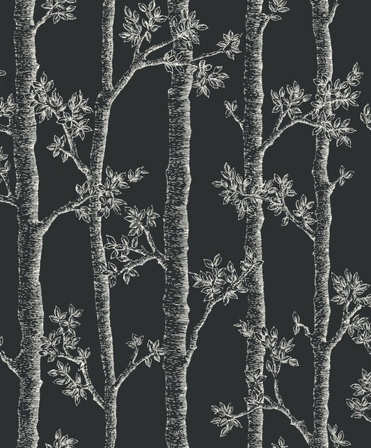 Woodlands Wallpaper - Noir (Black)