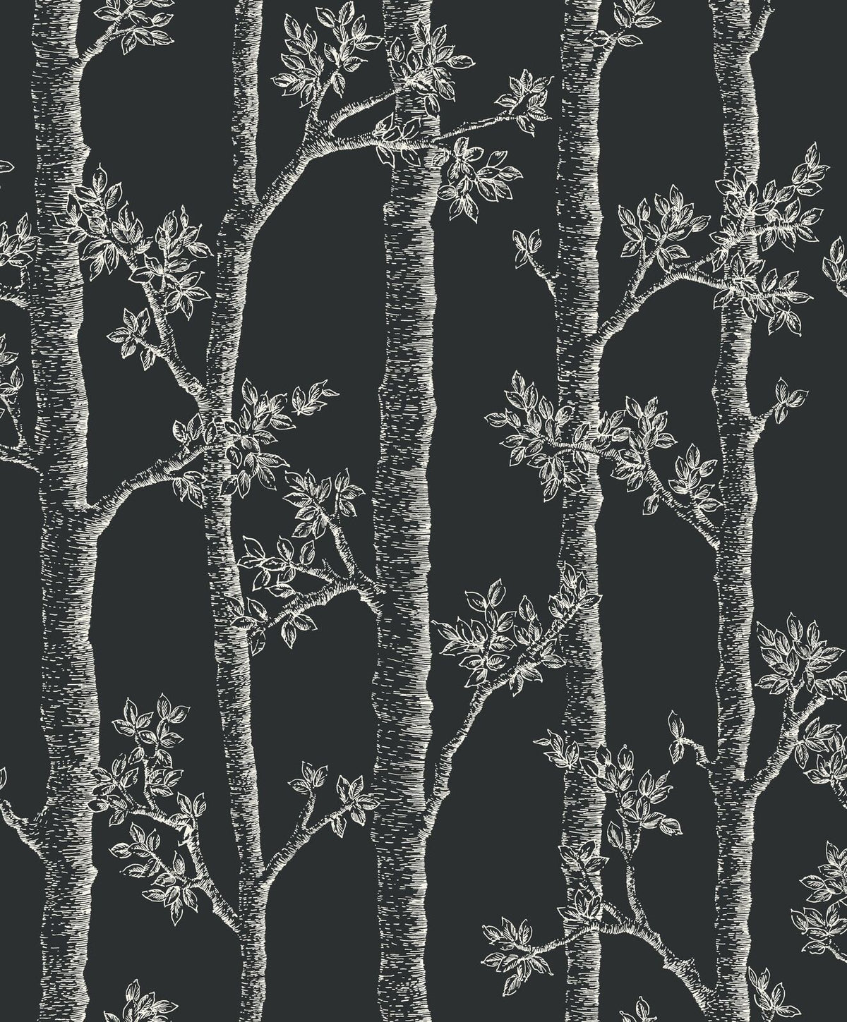 Sample - Woodlands Wallpaper - Noir (Black)