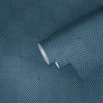 Metropolitan Grid - Abstract Vinyl Wallpaper - Blue