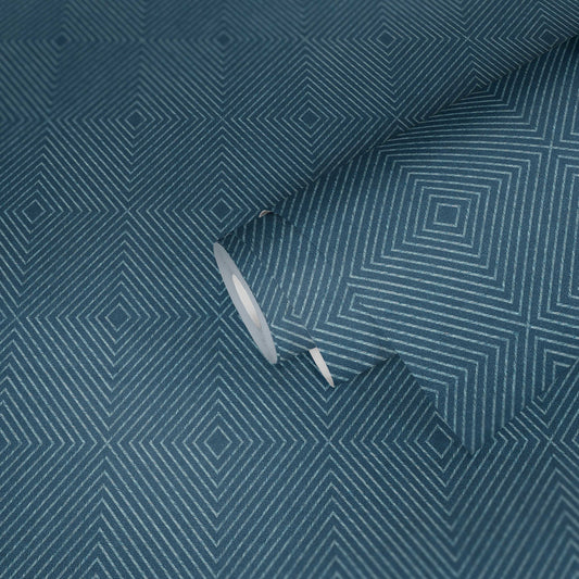 Metropolitan Grid - Abstract Vinyl Wallpaper - Blue