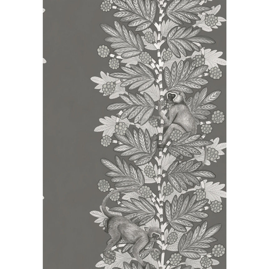 Sample - Acacia Monkey Wallpaper - Charcoal/Silver