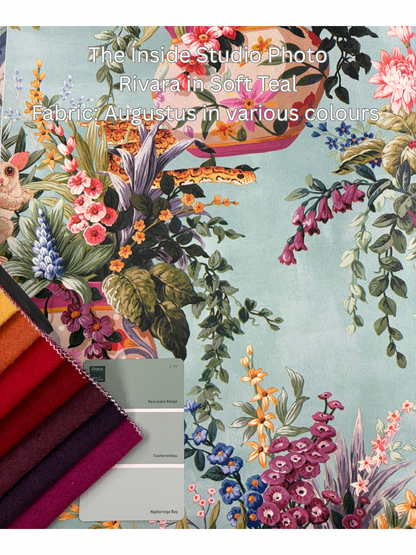Rivara - Vase and Wildlife Wallpaper - Soft Teal - Discontinuing