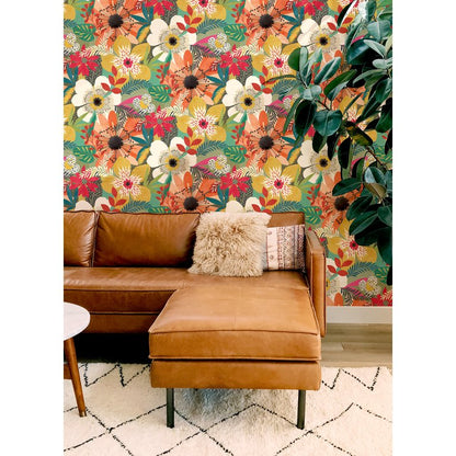Floral Riot Wallpaper - Ohpopsi - Olive