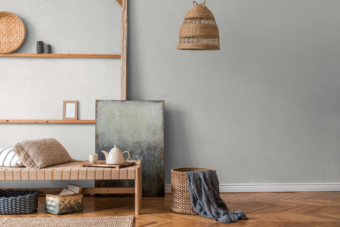 Textile Texture Wallpaper - Grey/White - Discontinuing