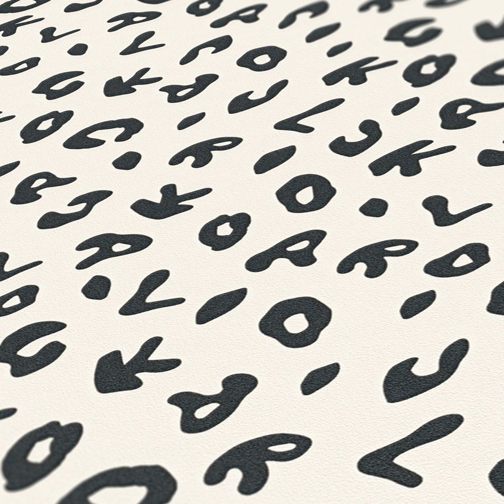 Leopard Alphabet Wallpaper - Black White - Discontinuing
