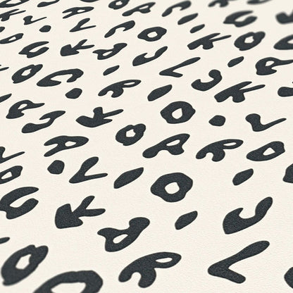 Leopard Alphabet Wallpaper - Black White - Discontinuing