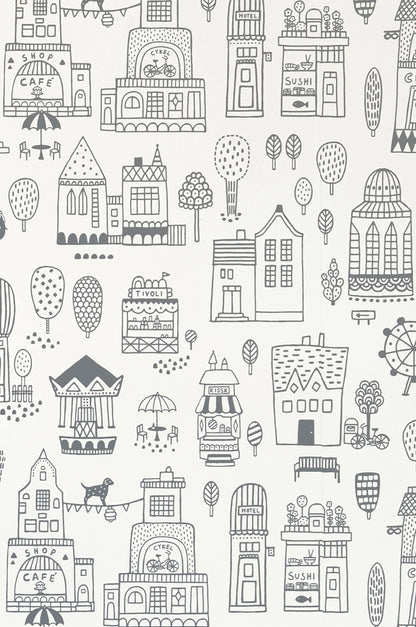 Small Town Wallpaper - Soft Black