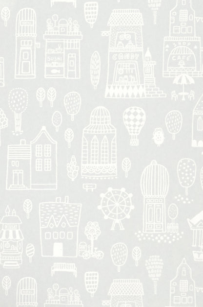 Small Town Wallpaper - Grey