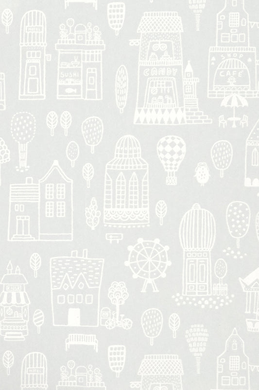 Small Town Wallpaper - Grey