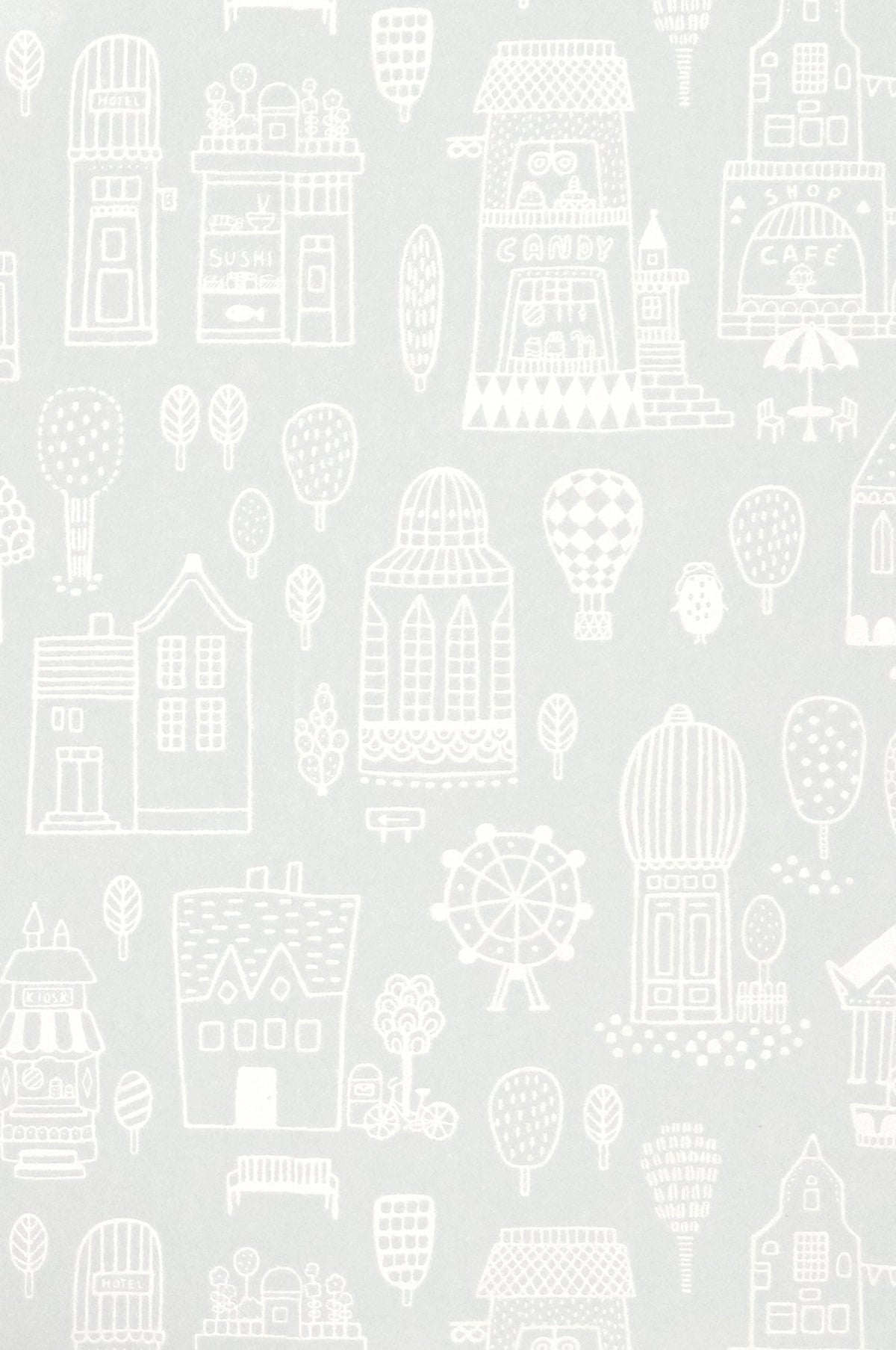 Sample - Small Town Wallpaper - Grey