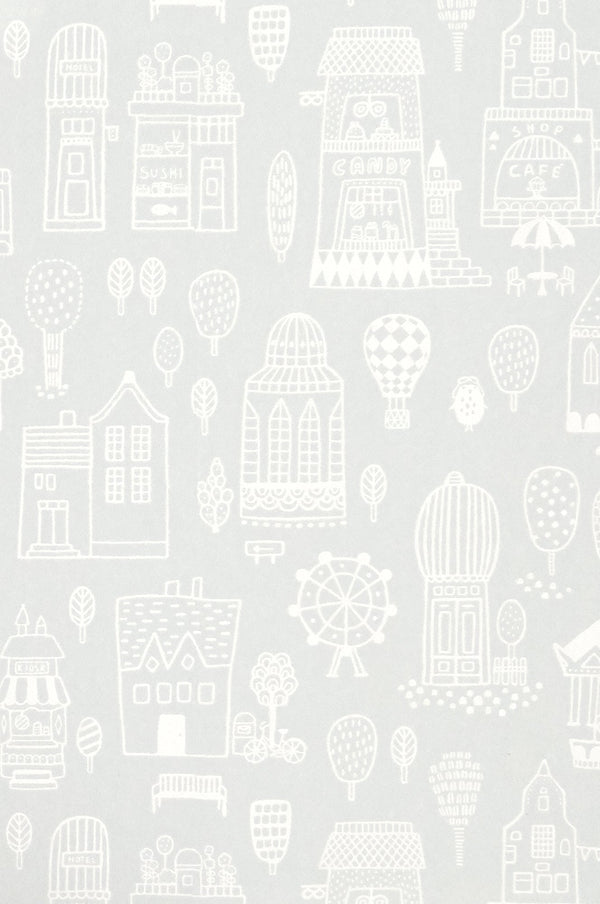 Sample - Small Town Wallpaper - Grey