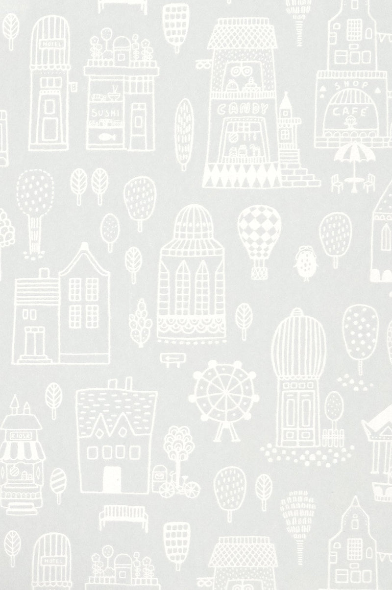 Sample - Small Town Wallpaper - Grey