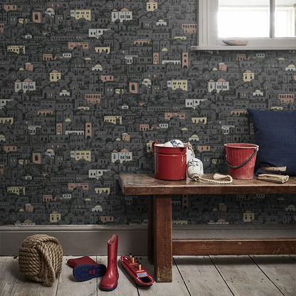 Mediterranea - Cityscape Wallpaper - Charcoal/Metallics