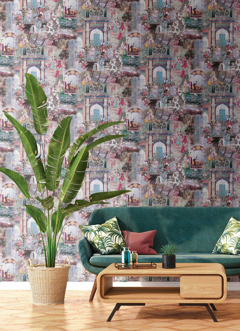Echoes of Heritage - Vintage Wallpaper - Sage Green