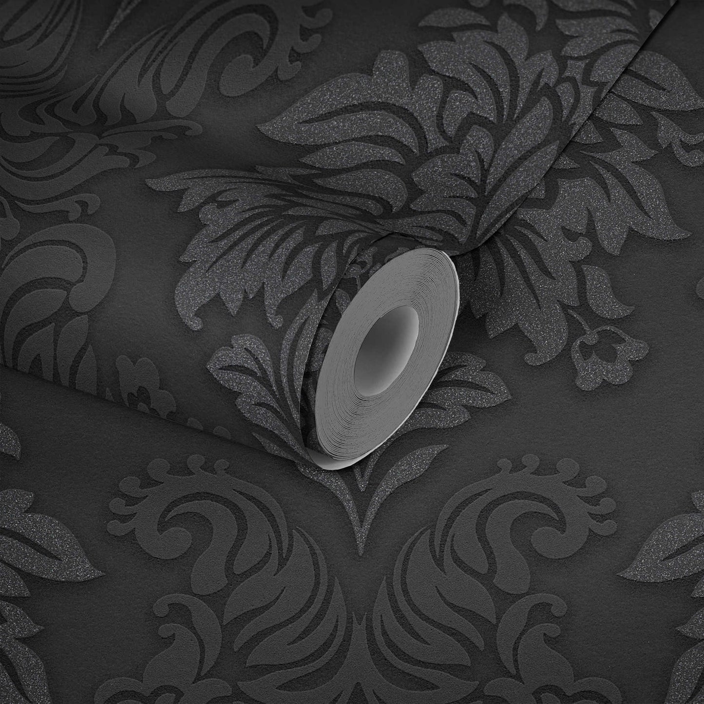 Two Toned Damask Wallpaper - Black