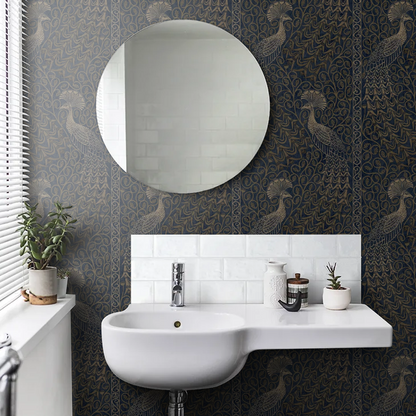 Pavo Parade Peacock Wallpaper - Metallic Bronze/Midnight