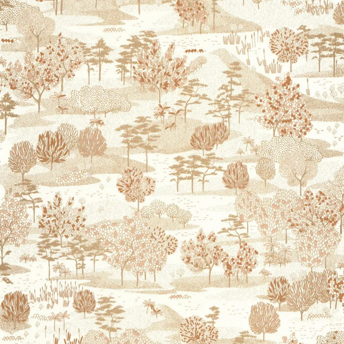 Sample - Olinda Garden Wallpaper - White Gold