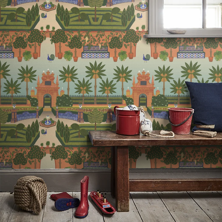 Alcazar Gardens Wallpaper - Terracotta Multi