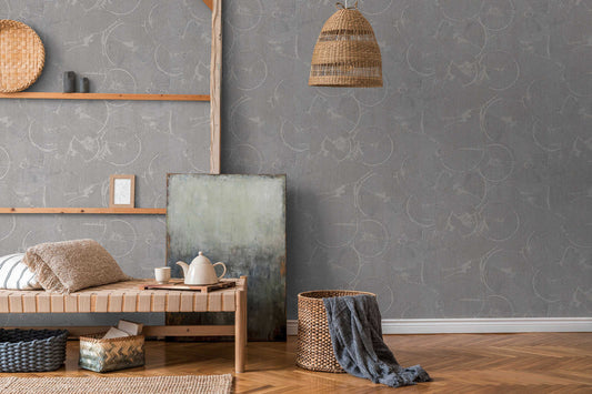 Capetown Clay Wallpaper - Darker Grey + Metallic White