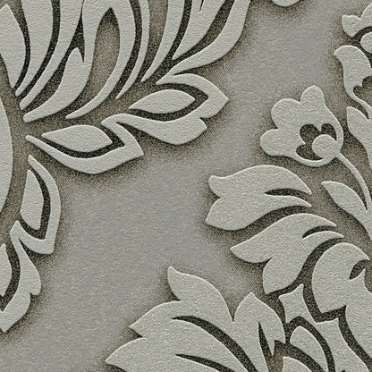 Two Toned Damask Wallpaper - Grey