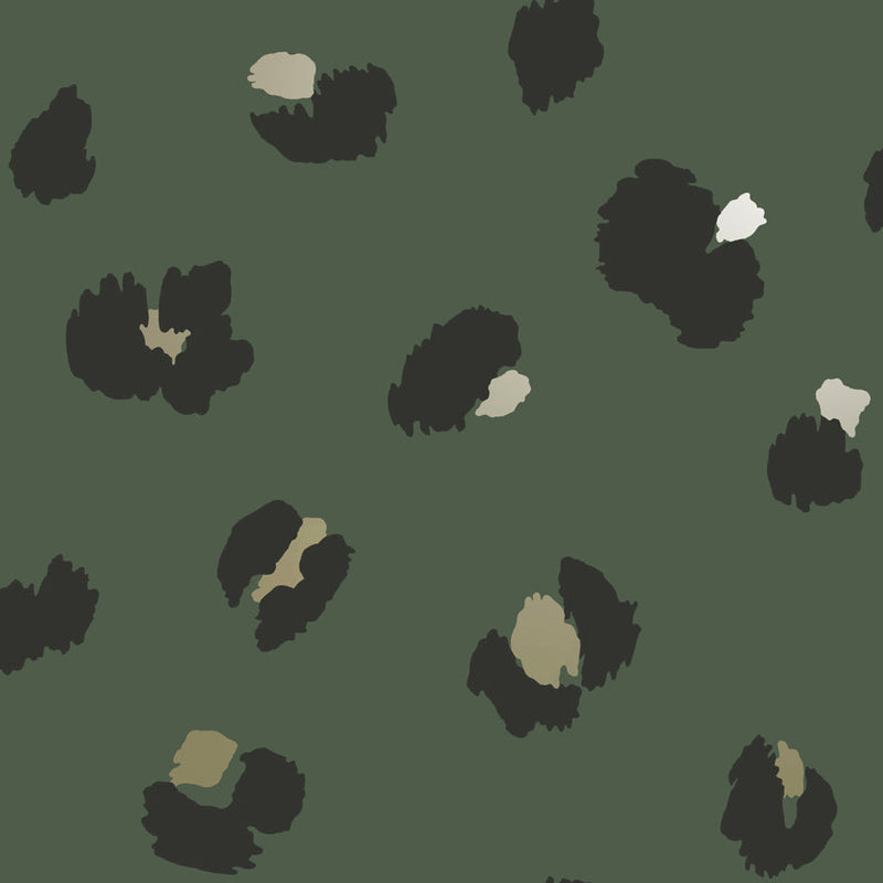 Large Leopard Spot Wallpaper - Green