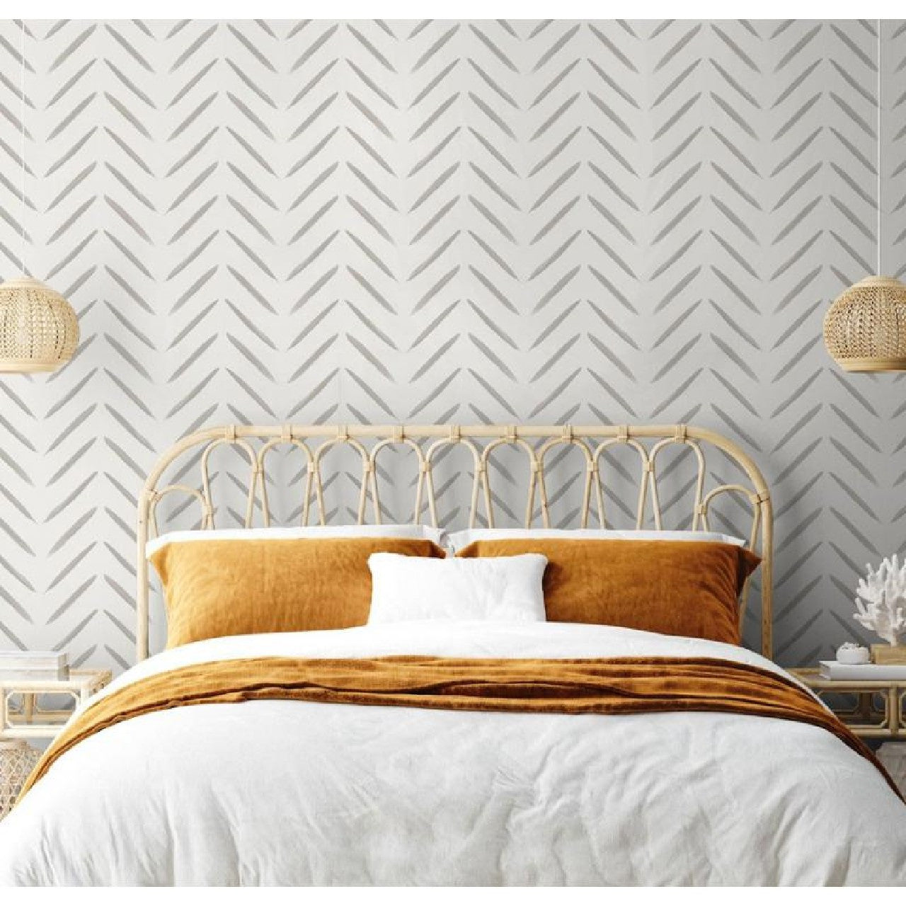 Chevron Brush Marks Wallpaper - Taupe - LAST 3 ROLLS