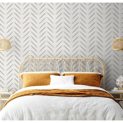 Chevron Brush Marks Wallpaper - Taupe - LAST 3 ROLLS