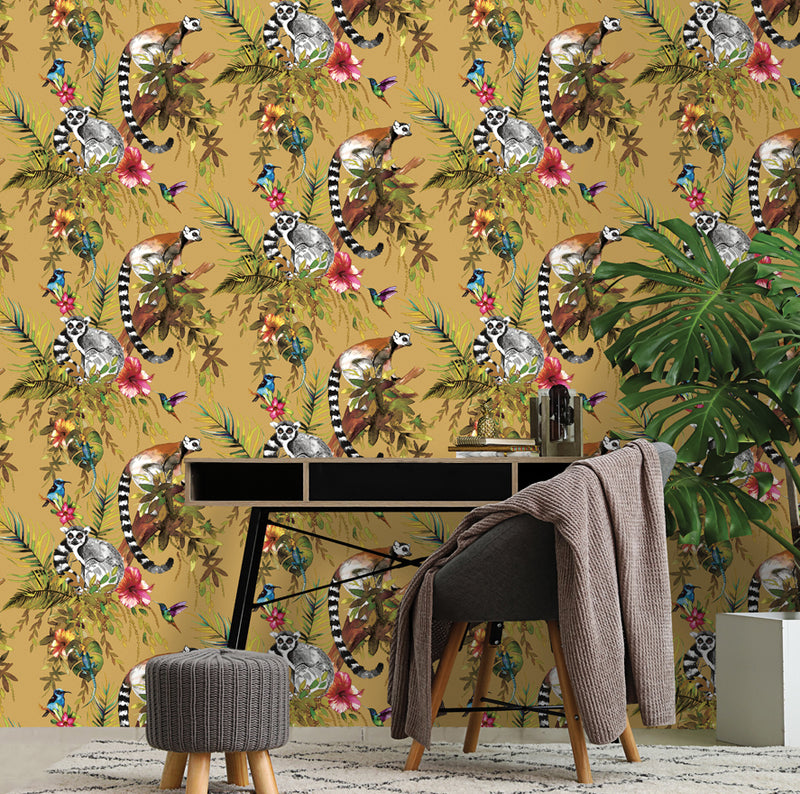 Lemur Wallpaper - Ochre