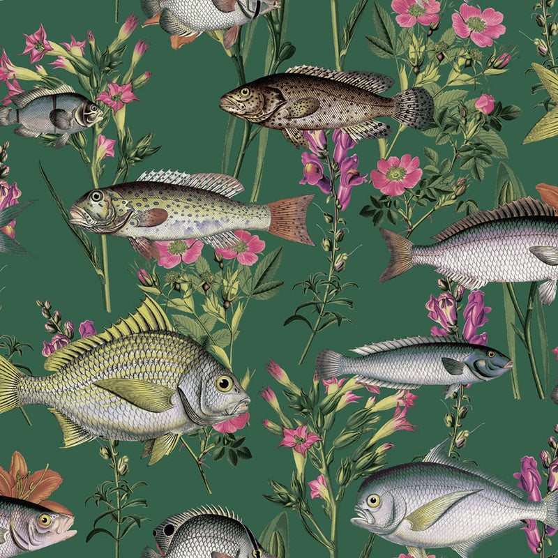 Lagoon Fish Wallpaper - Green