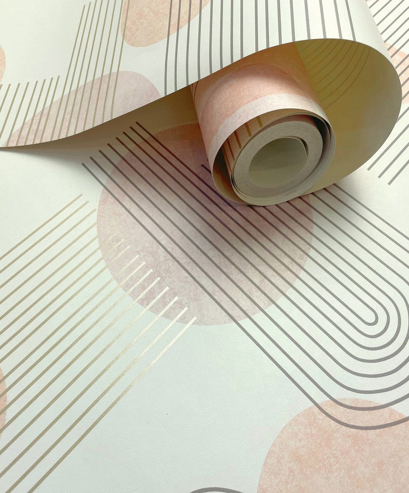 Arch Geo - Art Deco Geometric Wallpaper - Orange