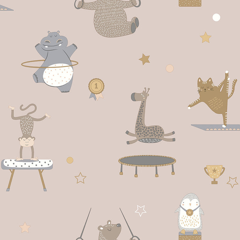 Sample - Animal Gymnastics Wallpaper - Pink