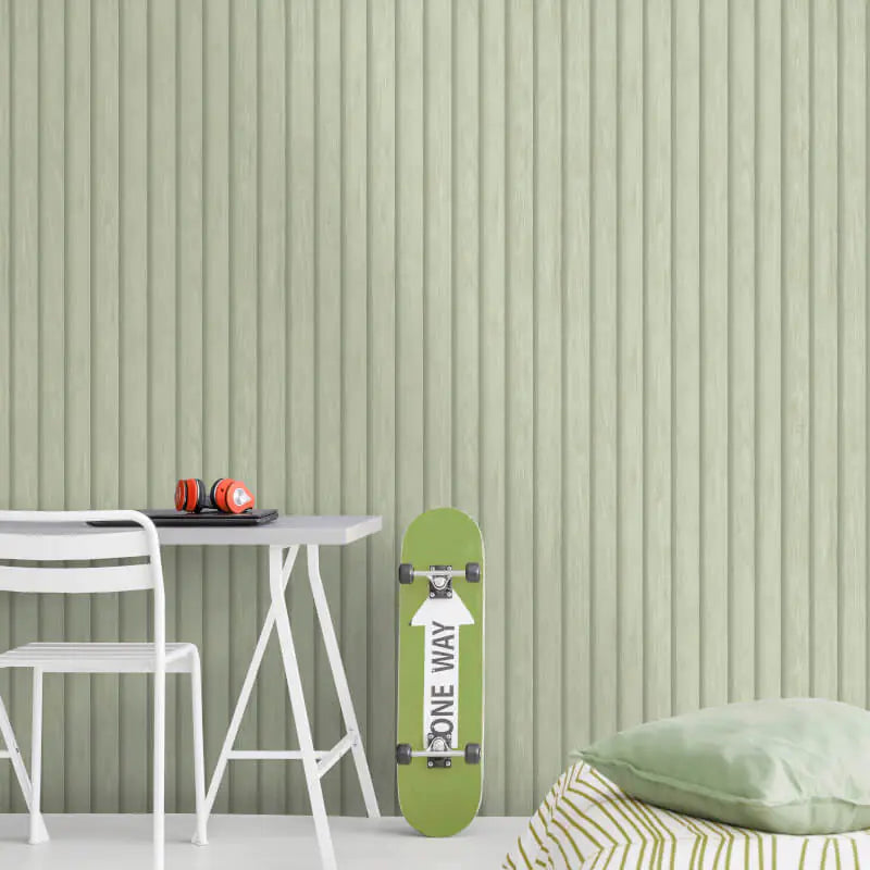 Acacia Wood Slat Wallpaper - Green