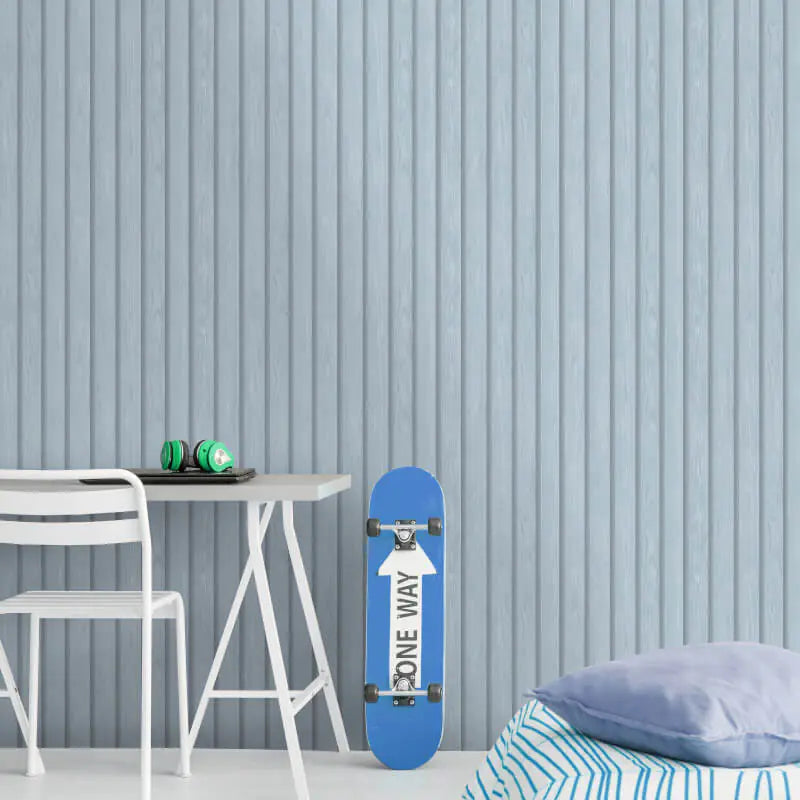 Acacia Wood Slat Wallpaper - Blue - Discontinuing