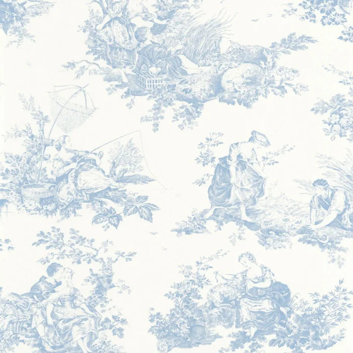 Scène d'été Wallpaper - Bleu Porcelaine