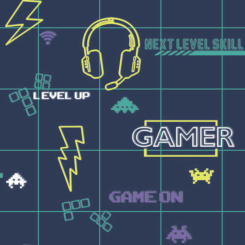 Gamer Wallpaper - Navy/Neon Yellow