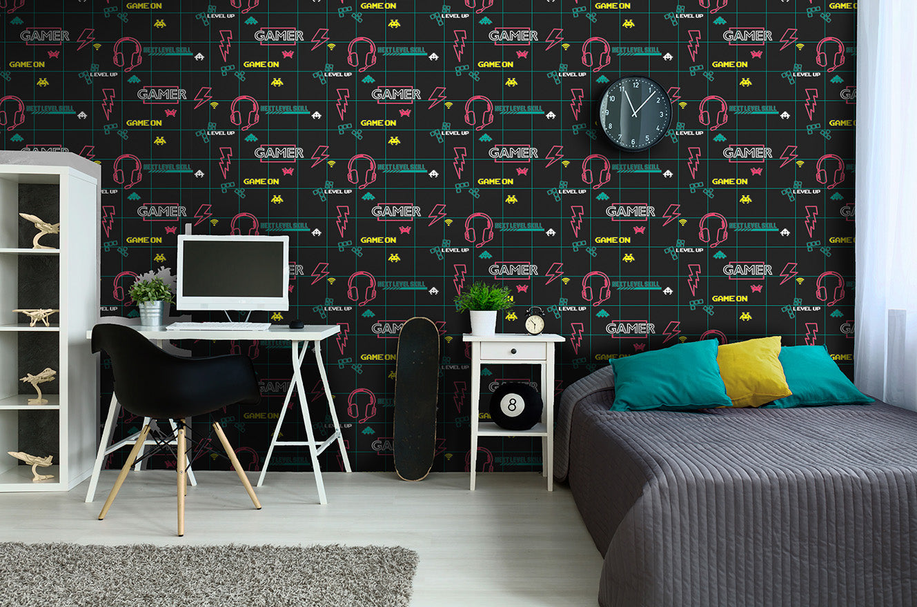 Gamer Wallpaper - Black/Neon Pink - Discontinuing