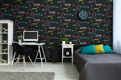 Gamer Wallpaper - Black/Neon Pink - Discontinuing