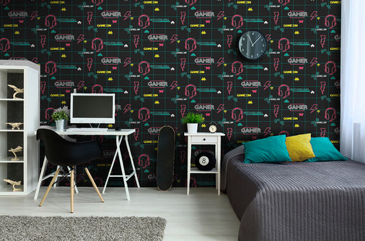 Gamer Wallpaper - Black/Neon Pink - Discontinuing