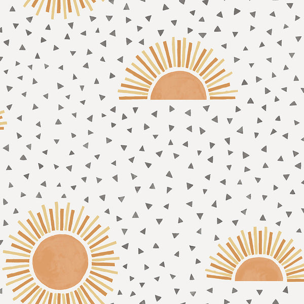 Sample - Sunbeam Wallpaper - White/orange