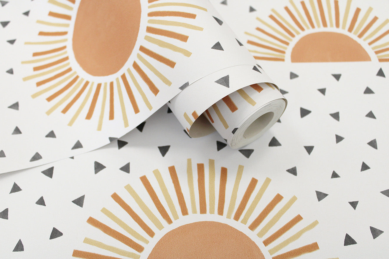 Sunbeam Wallpaper - White/Orange - LAST ROLL