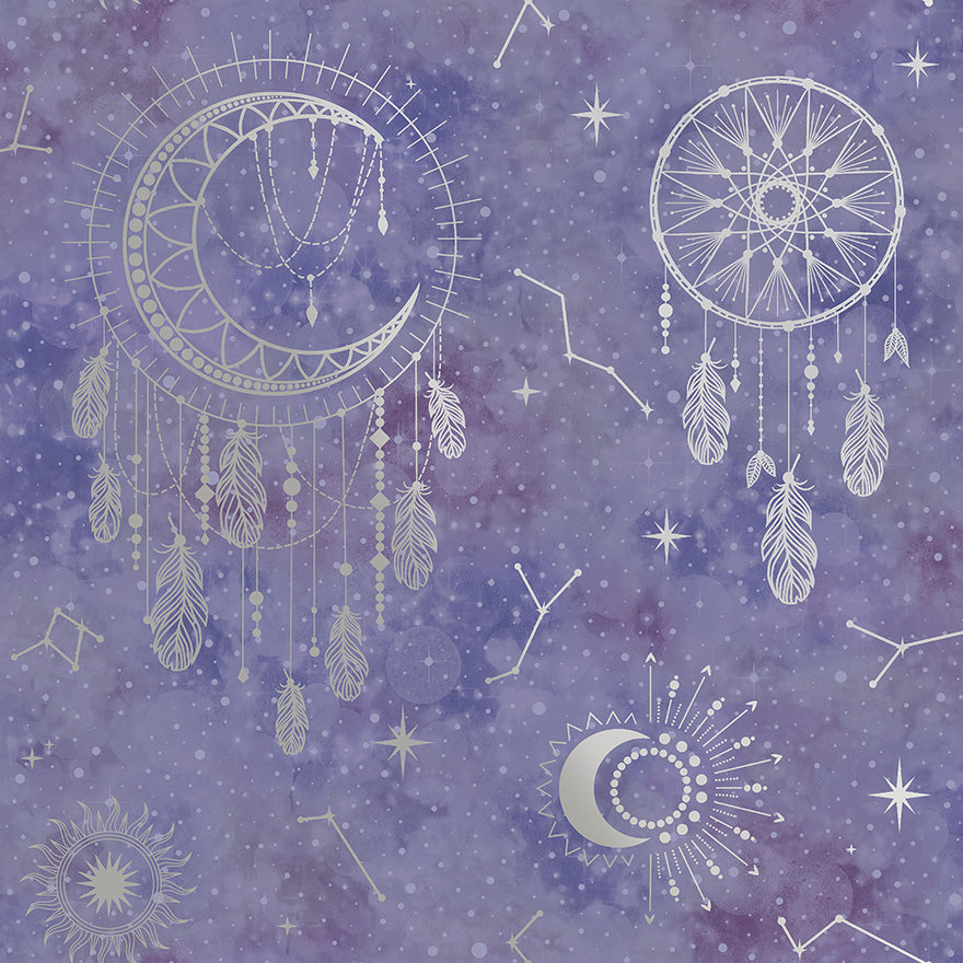 Dreamcatcher Wallpaper - Purple/Silver - Last 2 Rolls