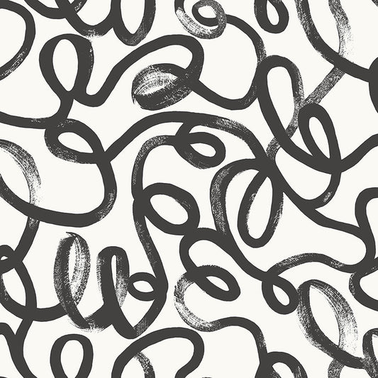 Squiggles Wallpaper - Black + White - Discontinuing