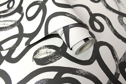 Squiggles Wallpaper - Black + White - Discontinuing