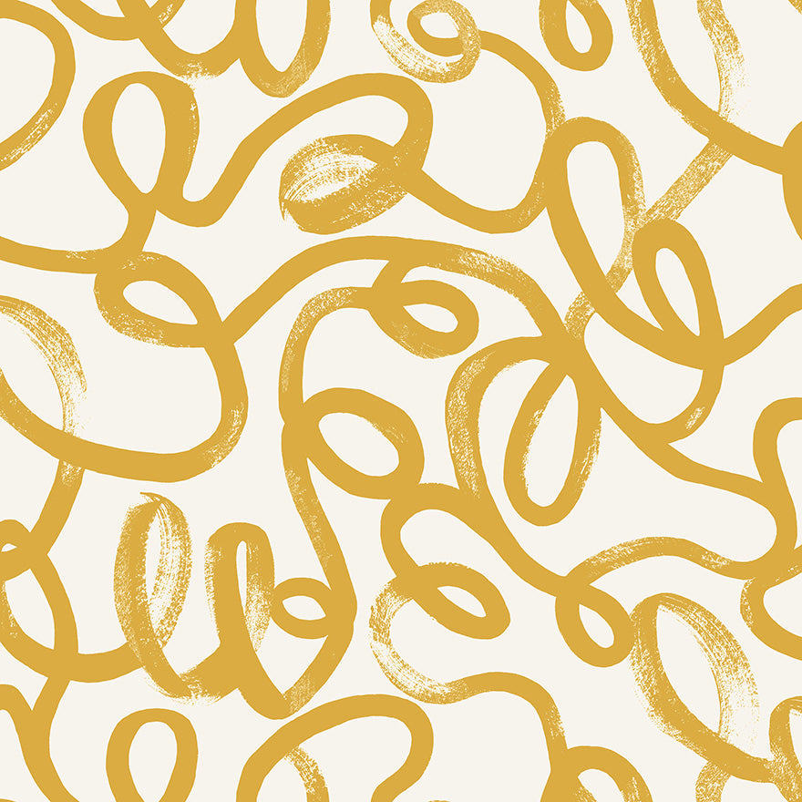 Sample - Squiggles Wallpaper - Ochre + White