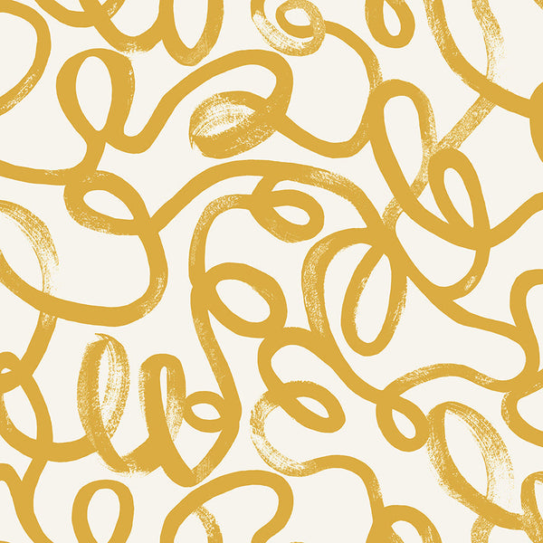 Sample - Squiggles Wallpaper - Ochre + White
