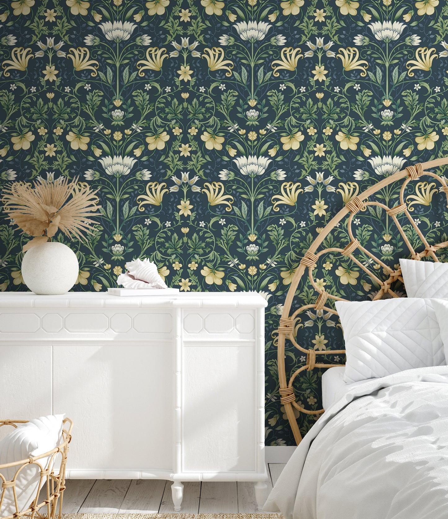 Vintage Floral Wallpaper - Navy - Discontinued