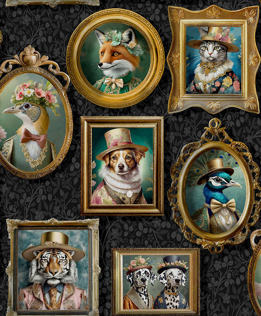 Regal Beasts Whimsical Animal Wallpaper – Charcoal