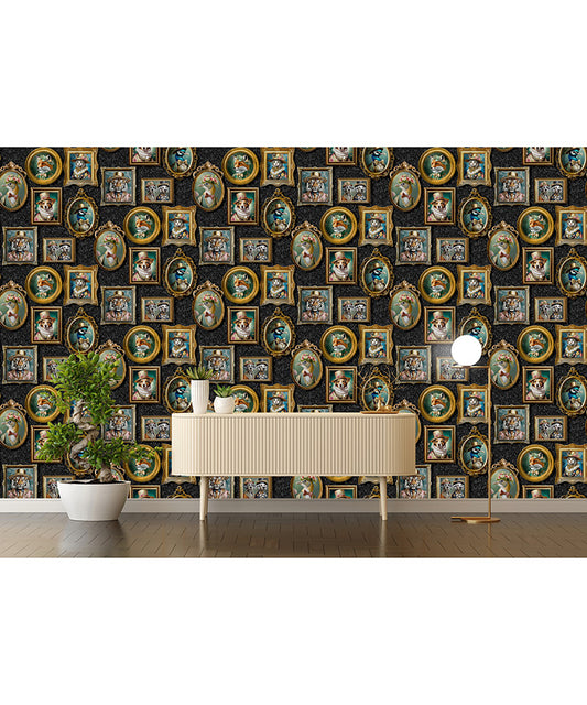 Regal Beasts Whimsical Animal Wallpaper – Charcoal
